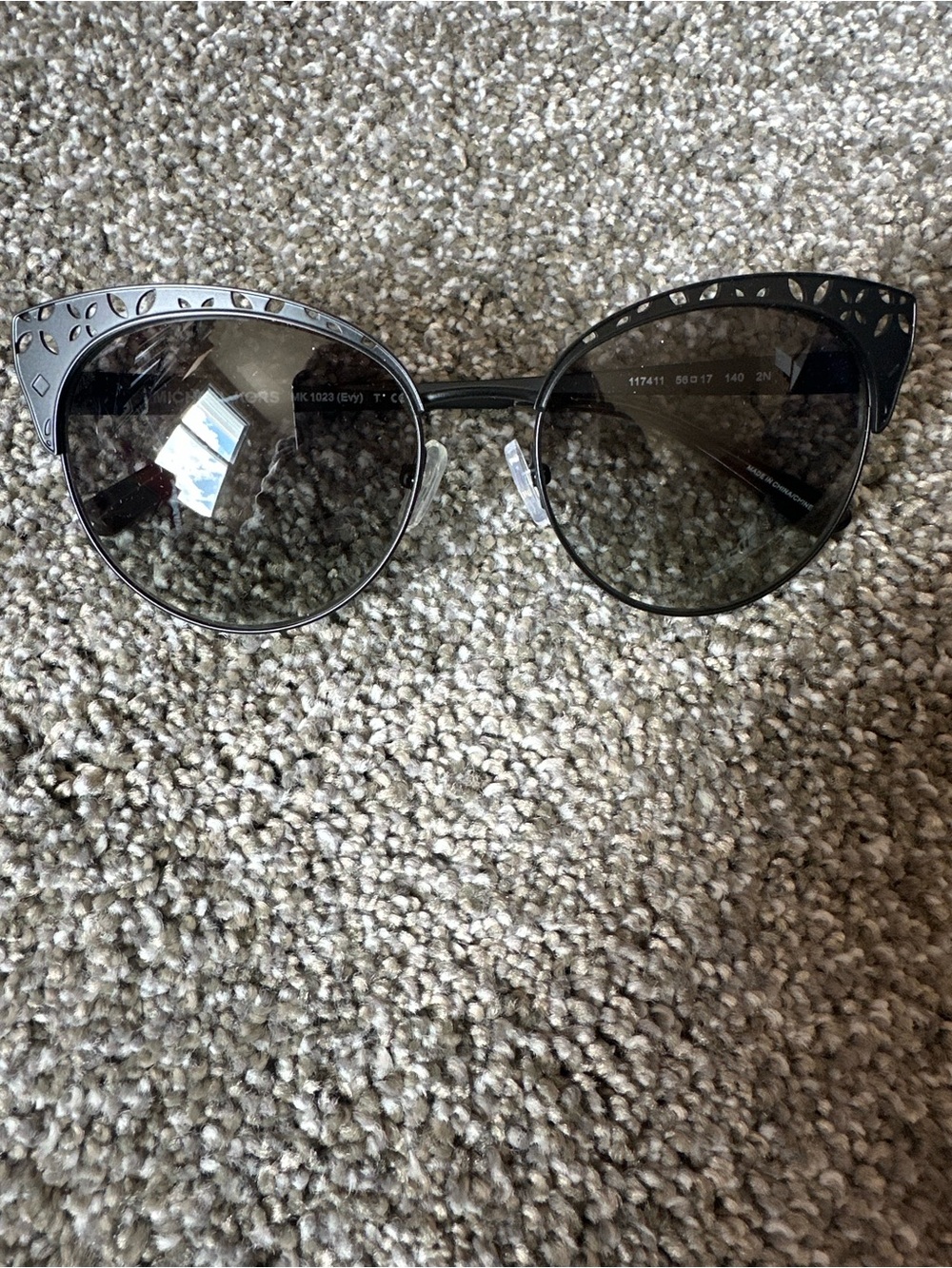 Michael Kors Black Cat-Eye Women's Sunglasses with Decorative Cutouts